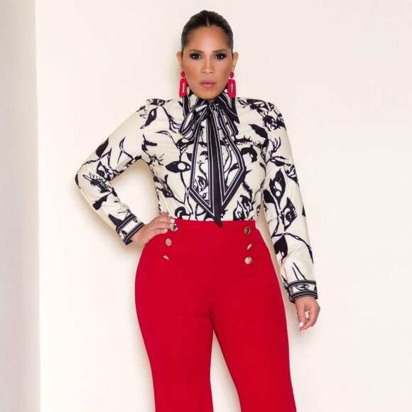 MELANI ELEGANT SHIRT WITH NECK TIE - Picture 2 of 3